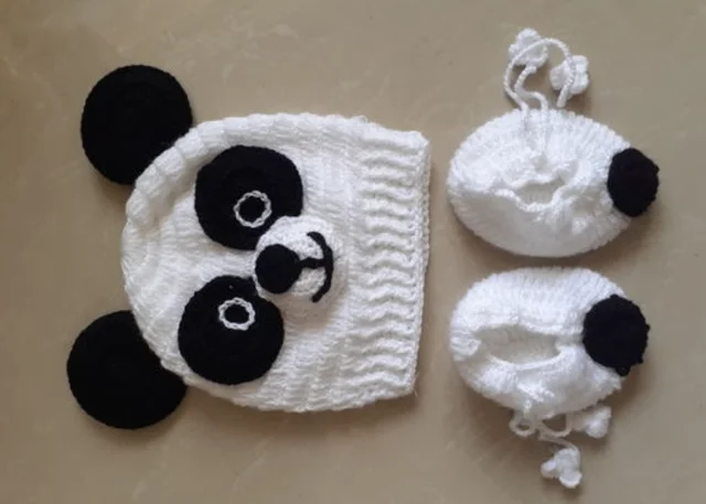 Trendy Wool Infants Caps Combo 1 Piece Of Baby Cap 1 Pair Of Baby Booties & 1 Pair Of Baby Mittens - 6-12Months, White, Wool, Pack of1